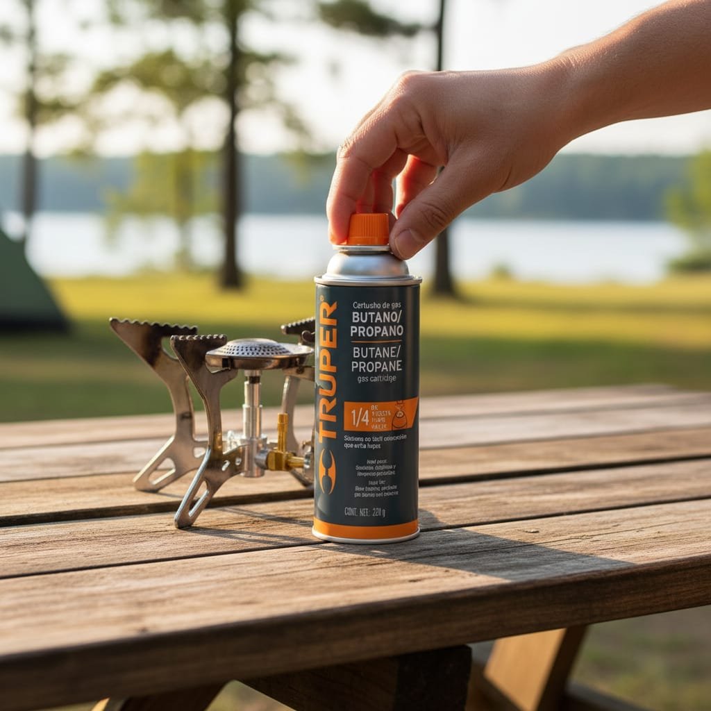 LATA DE GAS VÁLVULA ¼ DE VUELTA 220 GR MARCA TRUPER - Imagen 2