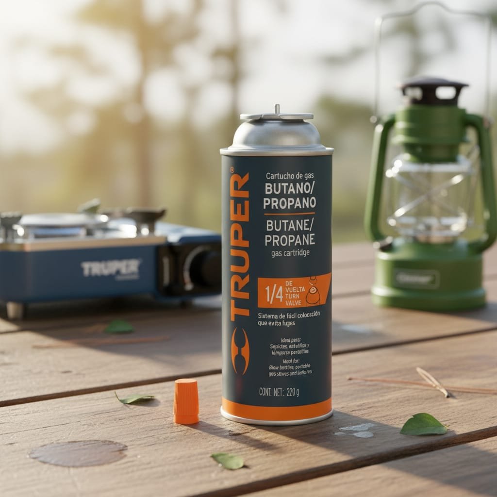 LATA DE GAS VÁLVULA ¼ DE VUELTA 220 GR MARCA TRUPER - Imagen 3