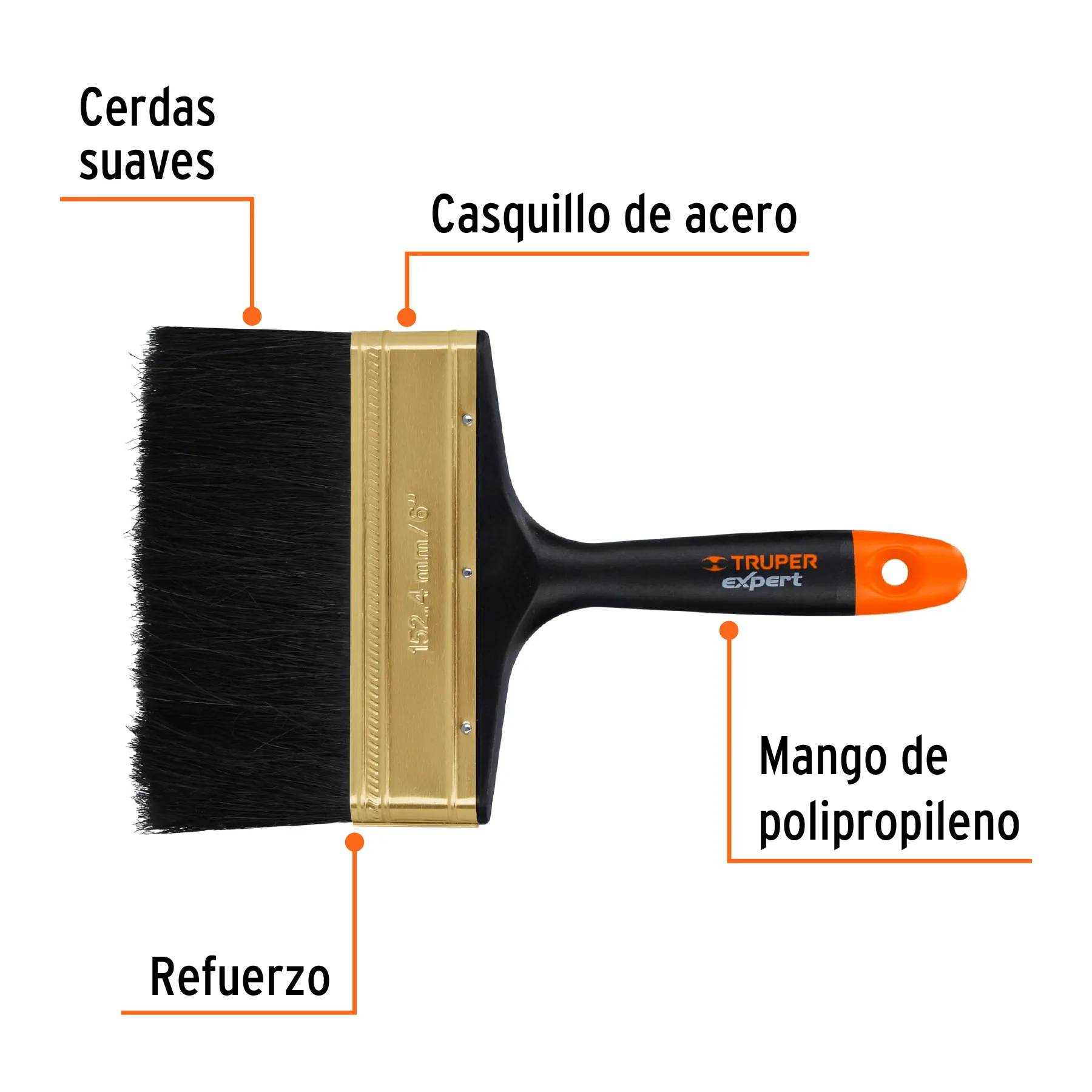 BROCHA PROFESIONAL DE 6" MANGO DE PLÁSTICO, TRUPER - Imagen 2