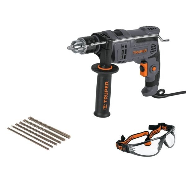 ROTOMARTILLO ½” 700 W, 6 BROCAS Y LENTES SEGURIDAD, TRUPER