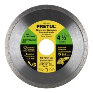 DISCO DE DIAMANTE DE 4 ½” X 1.8 MM RIN CONTINUO, PRETUL