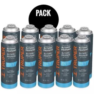 CAJA DE 12 LATAS DE GAS BUTANO VÁLVULA ROSCADA, TRUPER