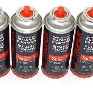 CAJA DE 4 LATAS DE GAS, VÁLVULA ¼ DE VUELTA, TRUPER