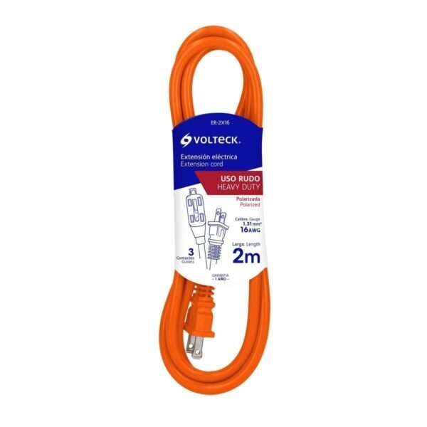 EXTENSION ELECTRICA USO RUDO, 2 M, CALIBRE 16, VOLTECK