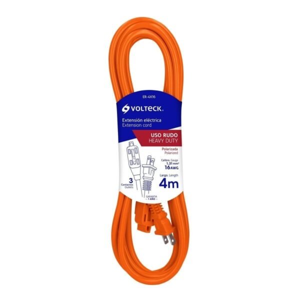EXTENSION ELÉCTRICA USO RUDO, 4 M, CALIBRE 16, VOLTECK