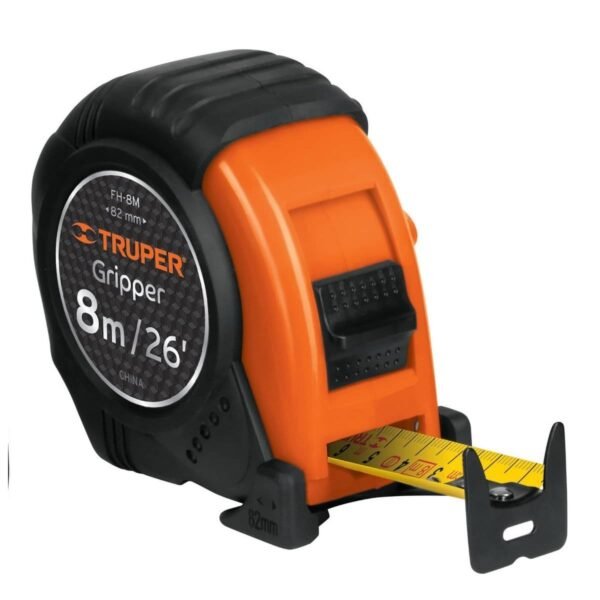 FLEXÓMETRO GRIPPER DE 8 METROS, CINTA DE 25 MM, TRUPER