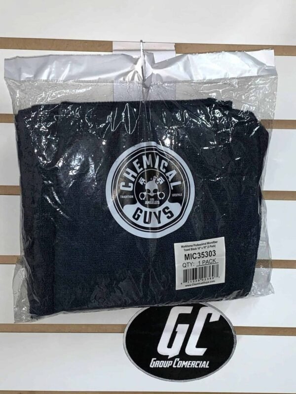 PACK 3 TOALLAS CHEMICAL GUYS WORKHORSE BLACK 16X16” - Imagen 2