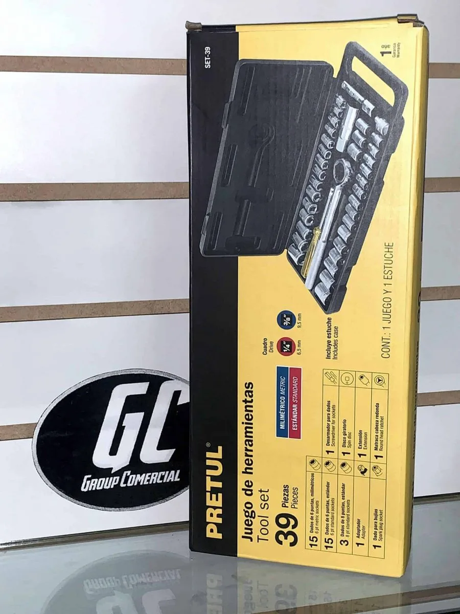 JUEGO DE HERRAMIENTAS PARA MECÁNICO, 39 PZS, PRETUL - Imagen 3
