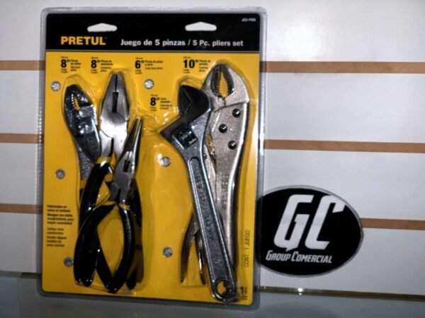 JUEGO DE 4 PINZAS Y 1 LLAVE AJUSTABLE (PERICO), PRETUL - Imagen 2