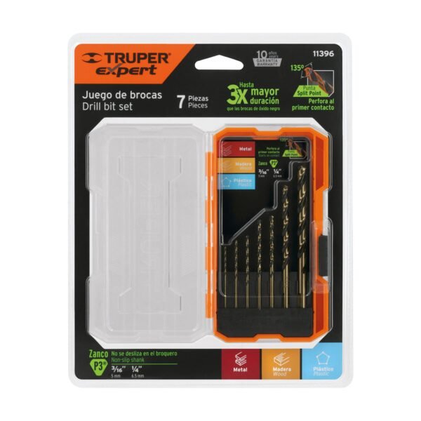 JUEGO DE 7 BROCAS HSS PARA METAL EN ESTUCHE, TRUPER 11396 - Imagen 2