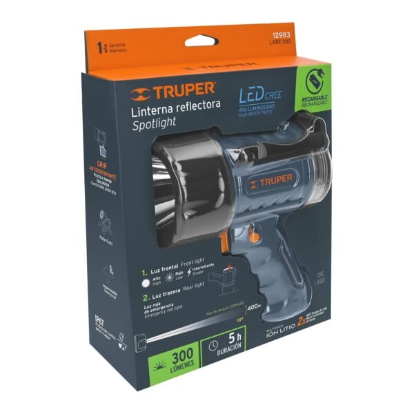 LÁMPARA RECARGABLE LED, ALTA POTENCIA, 300 LM, TRUPER - Imagen 8