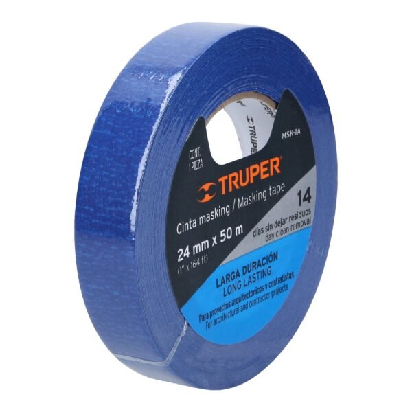 CINTA MASKING TAPE AZUL DE 1" X 50 M PARA PINTOR, TRUPER - Imagen 4