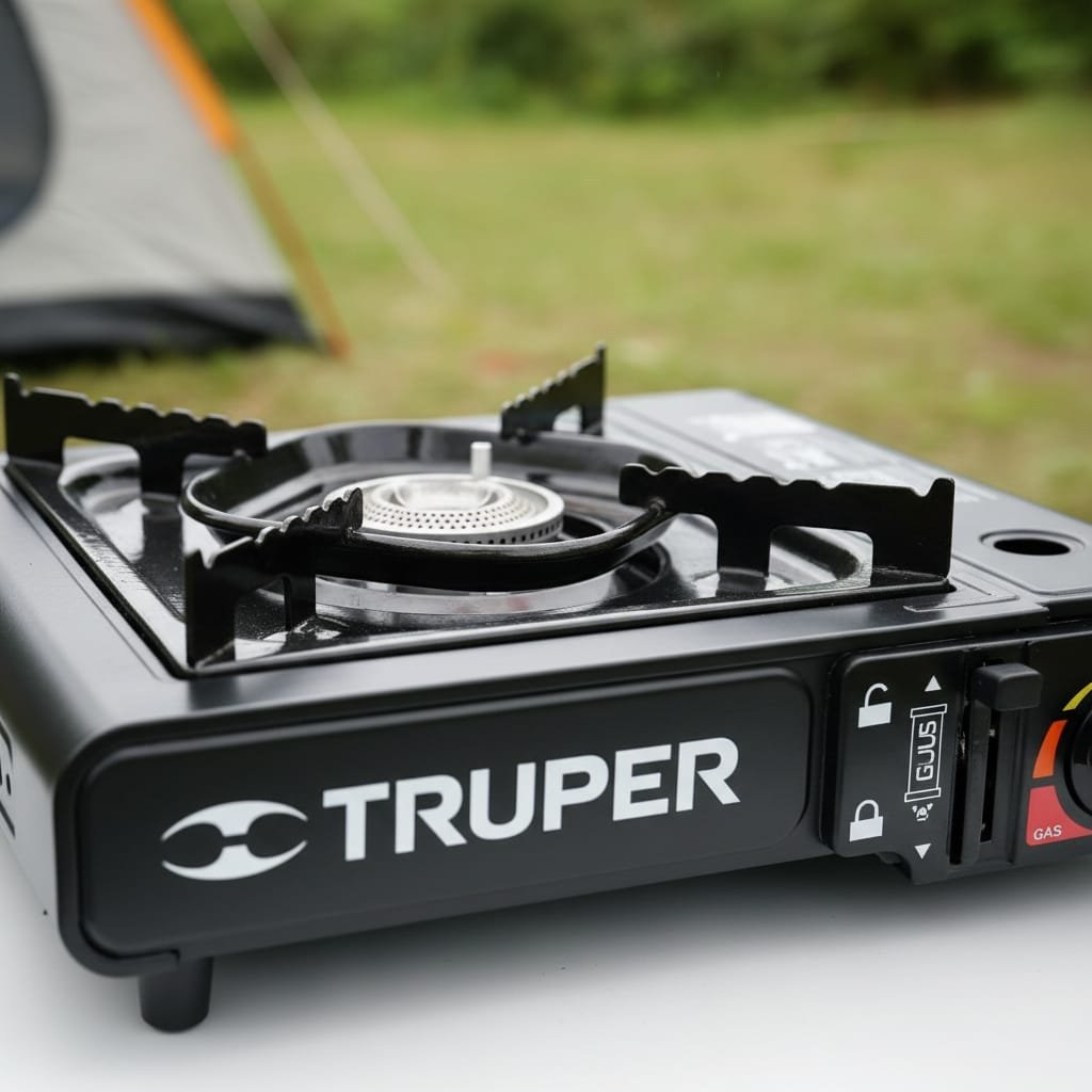 ESTUFILLA PORTÁTIL PARA ACAMPAR CON 4 CARTUCHOS, TRUPER - Imagen 2