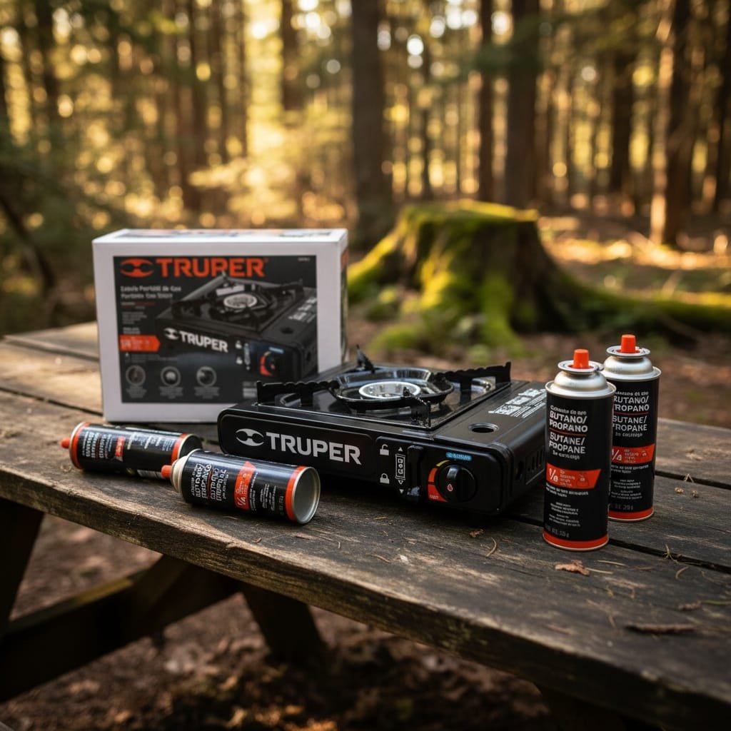 ESTUFILLA PORTÁTIL PARA ACAMPAR CON 4 CARTUCHOS, TRUPER - Imagen 4