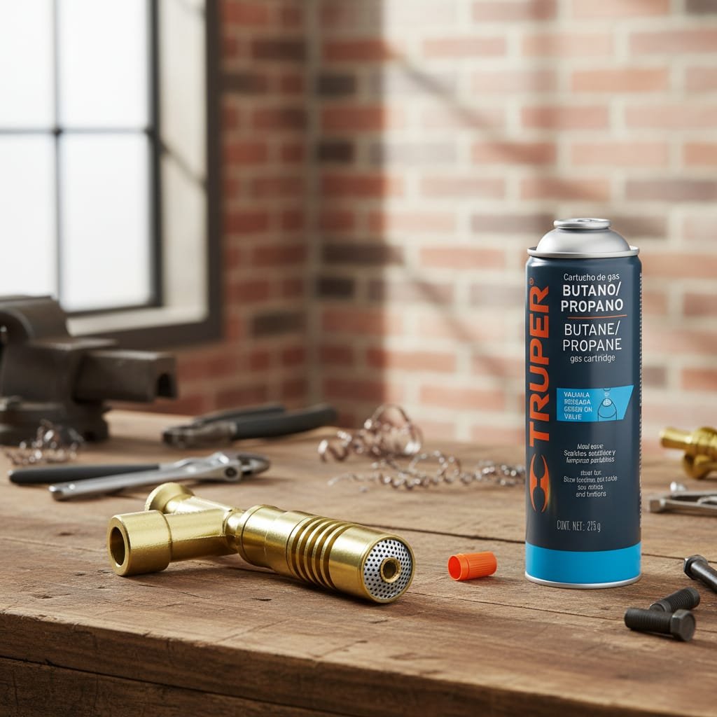 BOQUILLA DE VÁLVULA ROSCADA Y 2 LATAS DE GAS BUTANO - Imagen 3