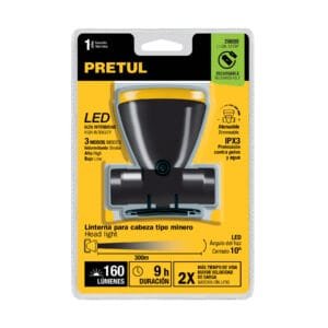 LINTERNA TACTICA TIPO MINERO 160 LM CON BATERIA RECARGABLE PRETUL