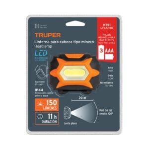 LINTERNA TACTICA TIPO MINERO 150 LM CON FUNCION STROBO TRUPER